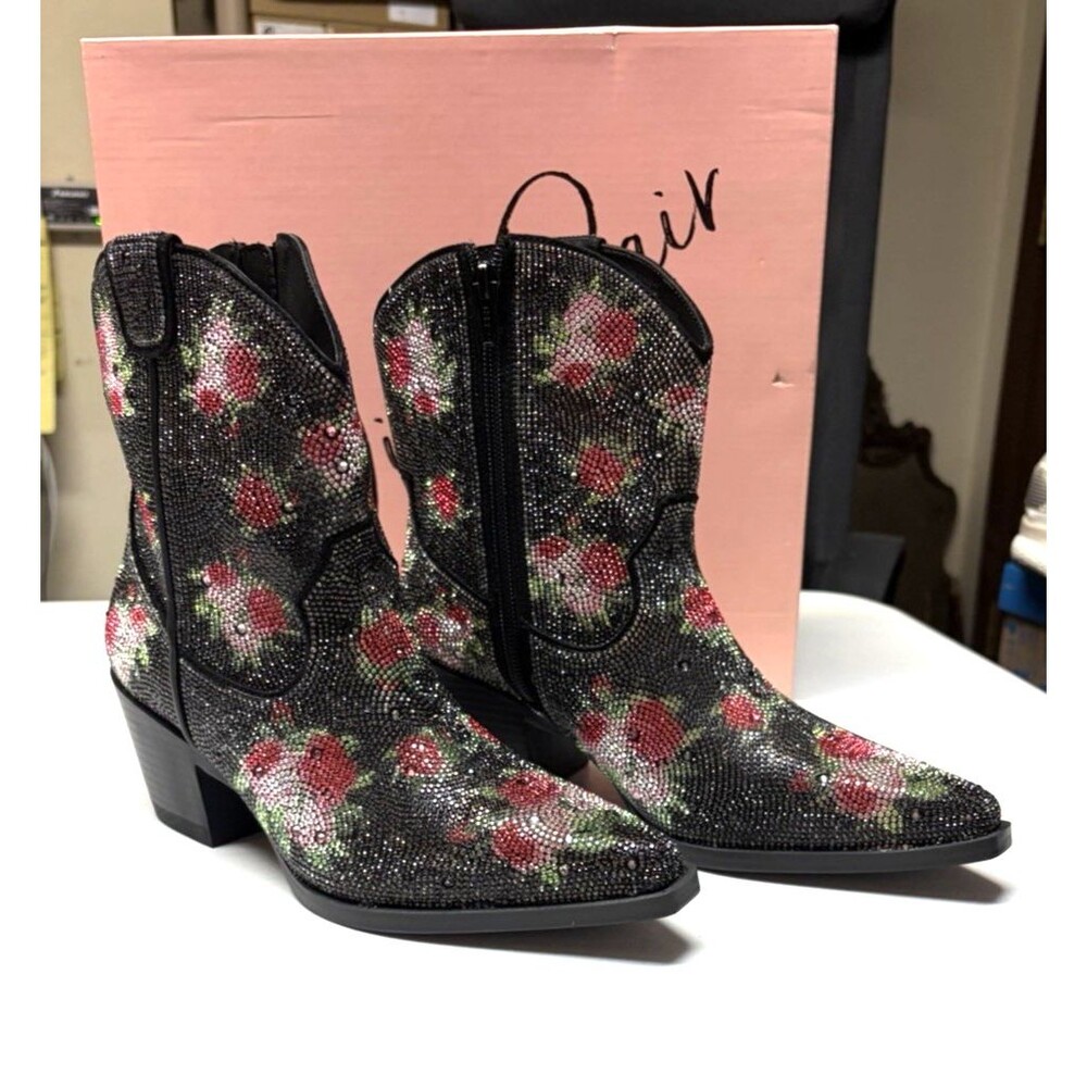 Wild Pair Lacey Floral Bling Western Cowgirl Rhinestone Boots Size 7M New
